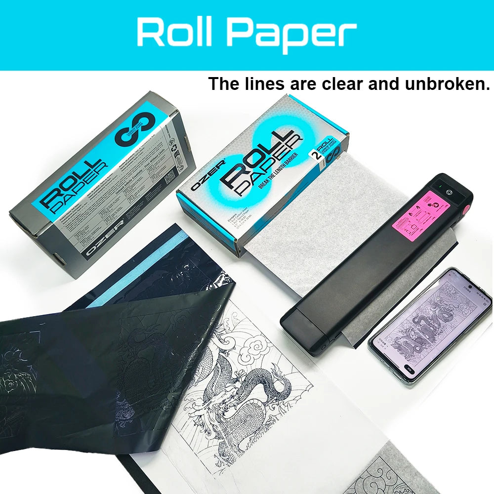 Tattoo Transfer Paper for Thermal Printers - 100 Sheets High Precision Permanent Makeup Machines Tidesmit