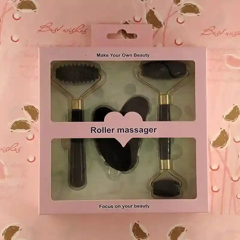 Facial Massage Roller 3-Piece Set for Anti-Wrinkle Skin Care Eye Massage Instrument Black China Mainland Tidesmit