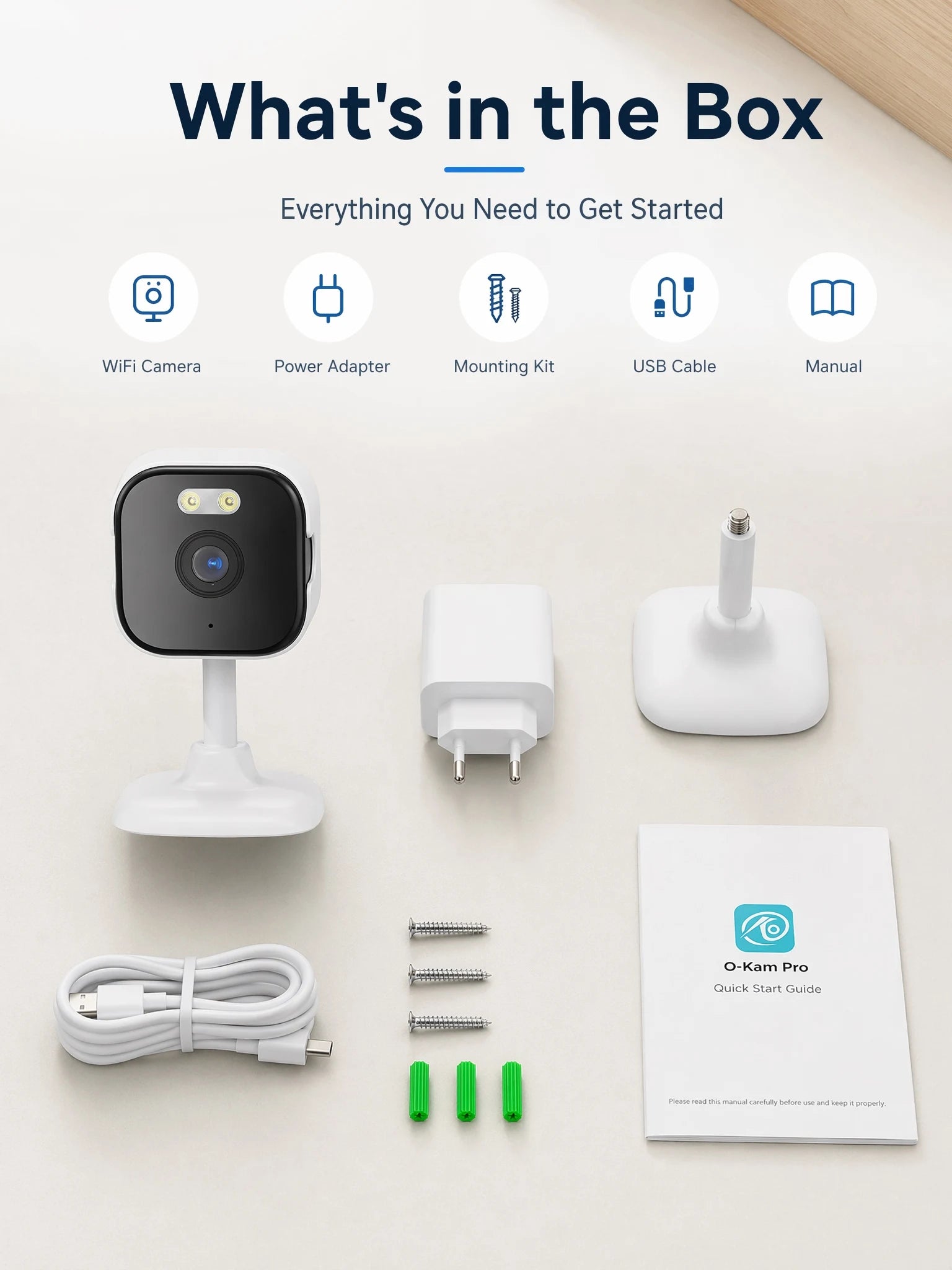OKAM PRO APP Home Camera HD 5MP Mini WiFi Indoor Camera with Human Detection 5X ZOOM Baby Monitor 24/7 Video Record CCTV