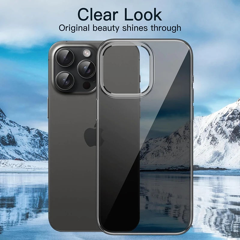 iPhone 15 Pro Max Transparent Black Slim Case - Shock-Absorbing Cover Tidesmit