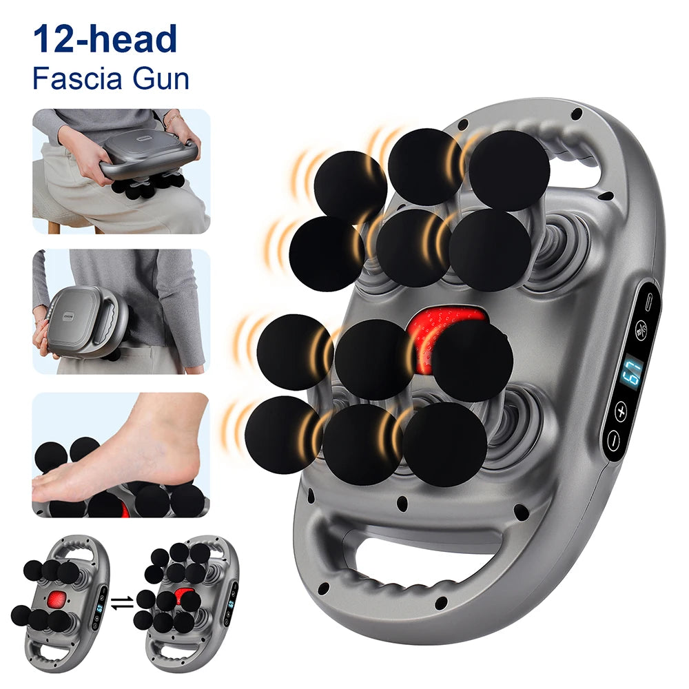 Deep Tissue Muscle Massage Gun | 12-Head Percussive Recovery Device Relaxation Treatment Tidesmit