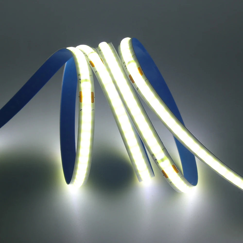 COB LED Strip Light Power Kit 220V 110V AC 3000K 4000K 6000K 2pin 240LEDs/m with IC Driver IP20 8mm PCB Dimmable Linear Lighting