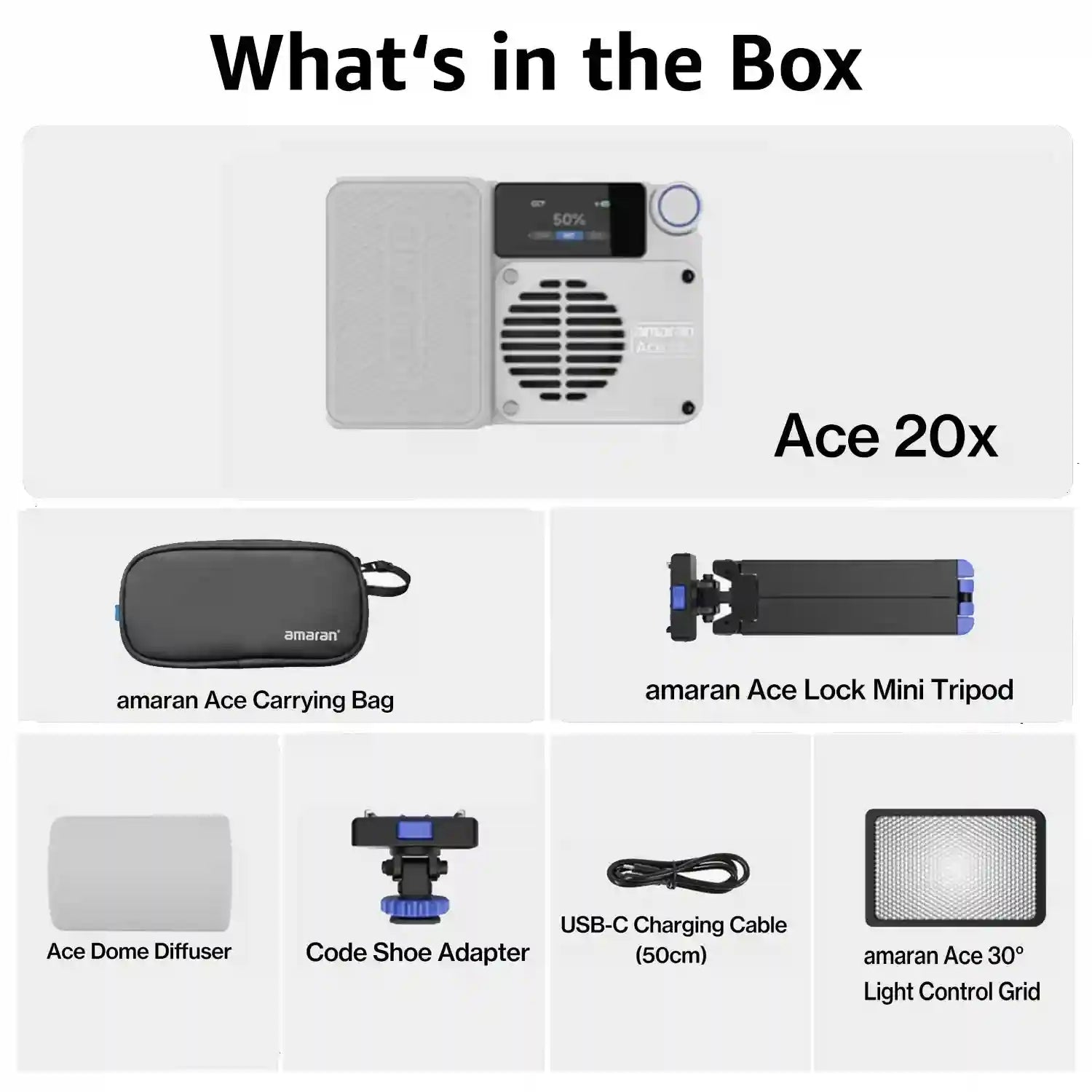 Amaran Ace 25x Pocket Bi-Color LED Video Light for Content Creators Ace 25x Kit White Tidesmit