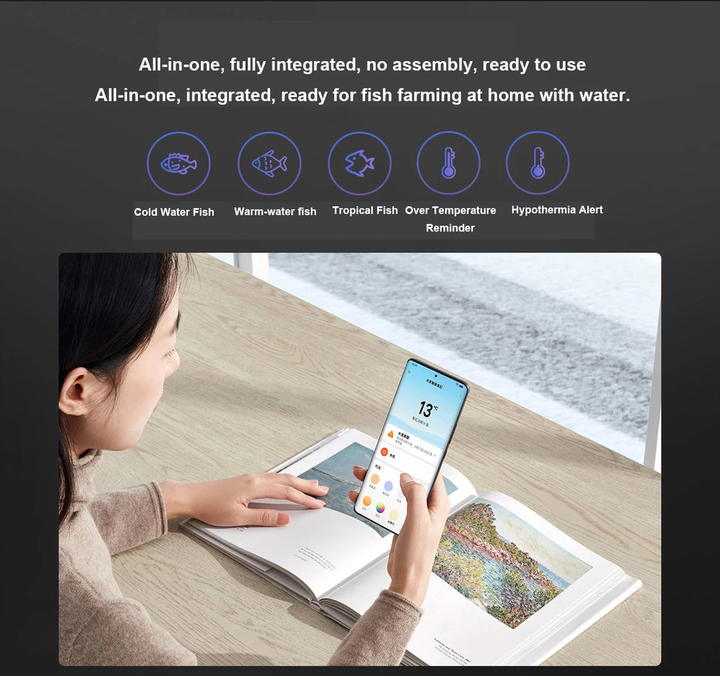 NEW MIJIA Smart Fish Tank Work With Mijia APP Mobile Controlled Remote Feeding Smart Lighting System Light Aquarium 20L-CN