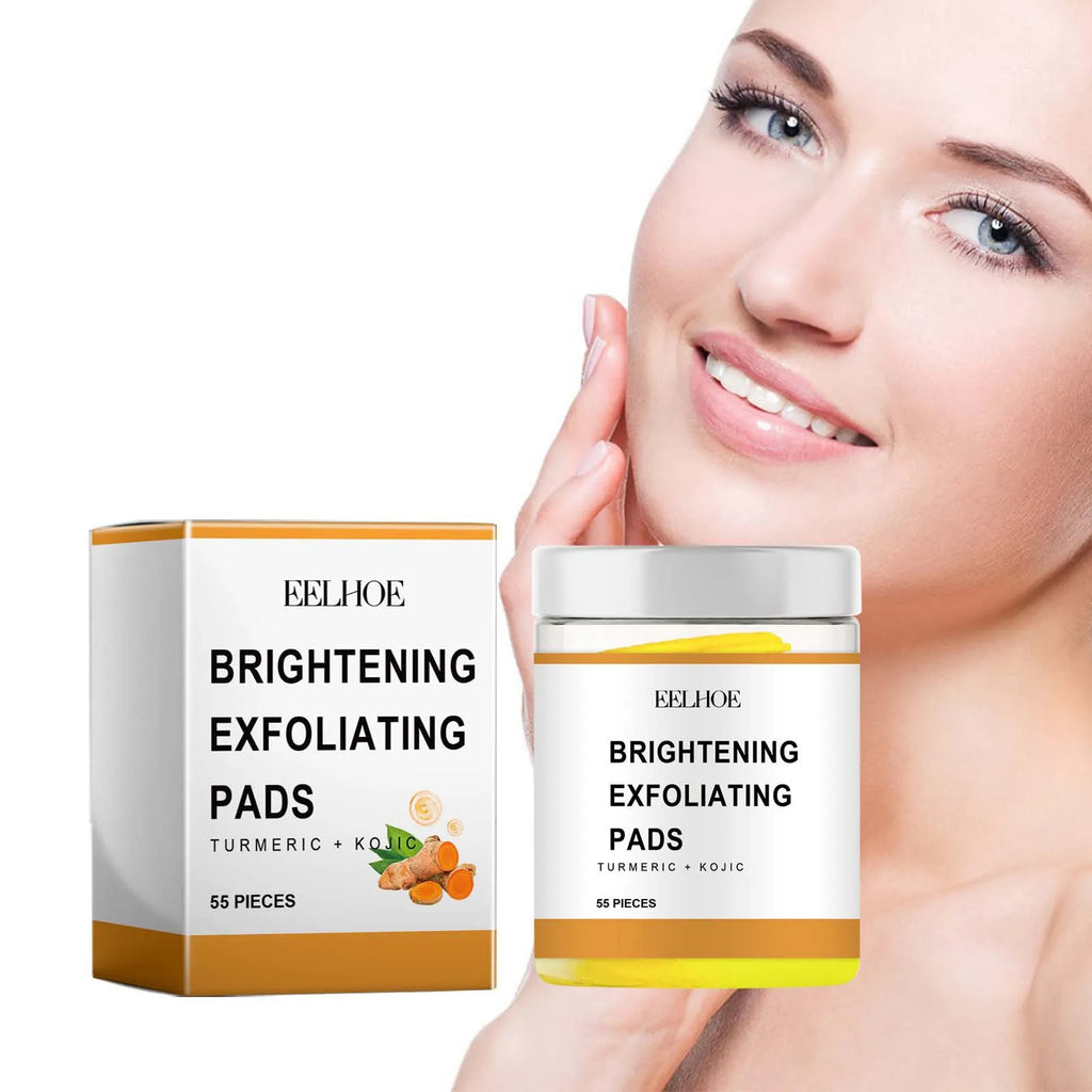 Turmeric Exfoliating Pads for Face Brightening - 55 Pcs Vegan Formula Scrubs Treatments Tidesmit