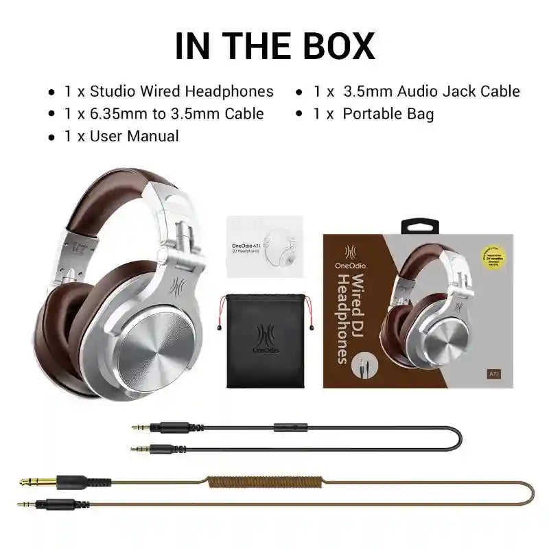 Wired Over-Ear Studio Headphones with Integrated Microphone Silver Tidesmit