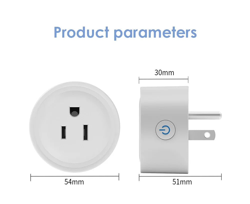 Smart Wifi Plug US Standard with Remote App Control for Alexa and Google Tidesmit