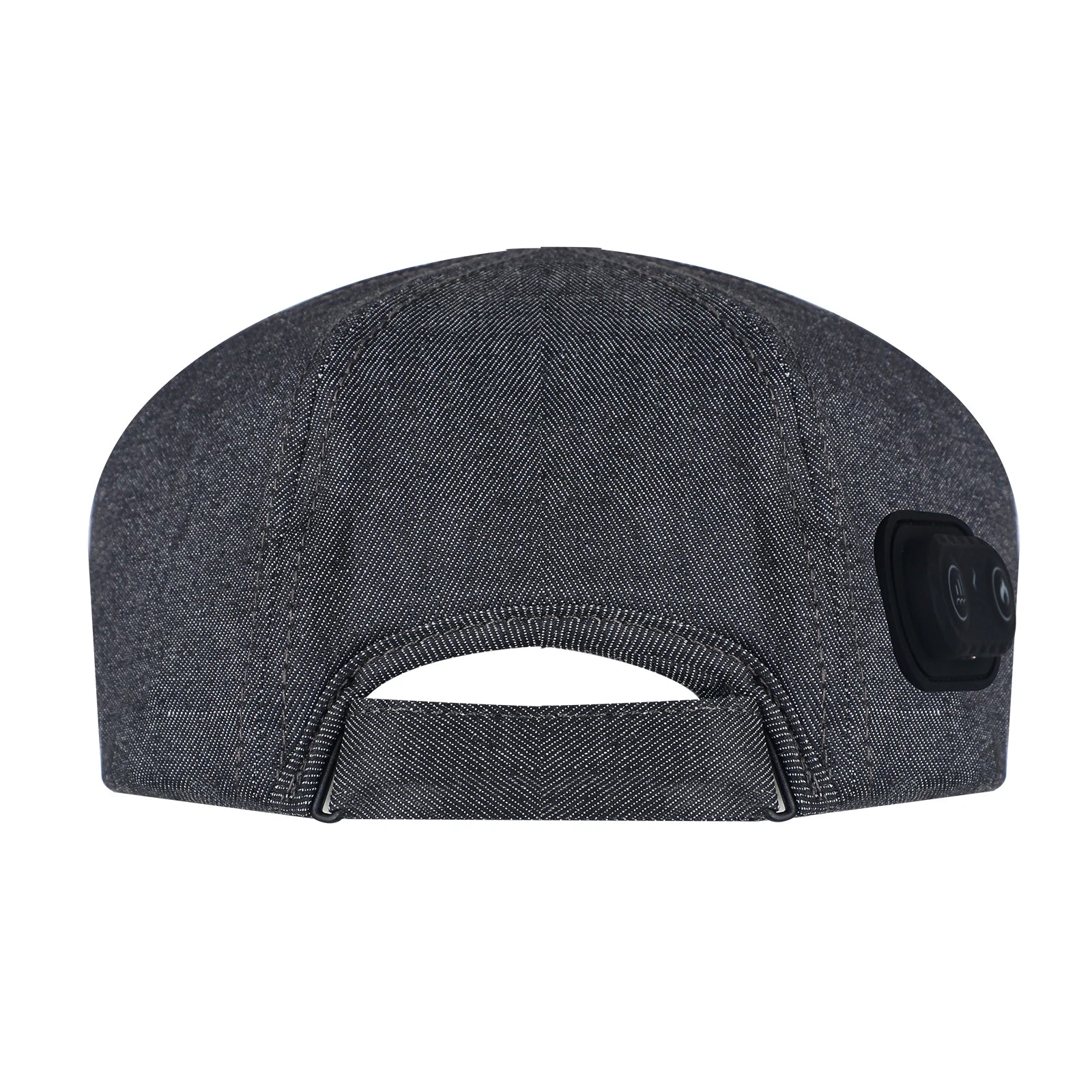 Grey red light therapy hair growth cap with adjustable strap and side control panel for scalp health and hair loss.