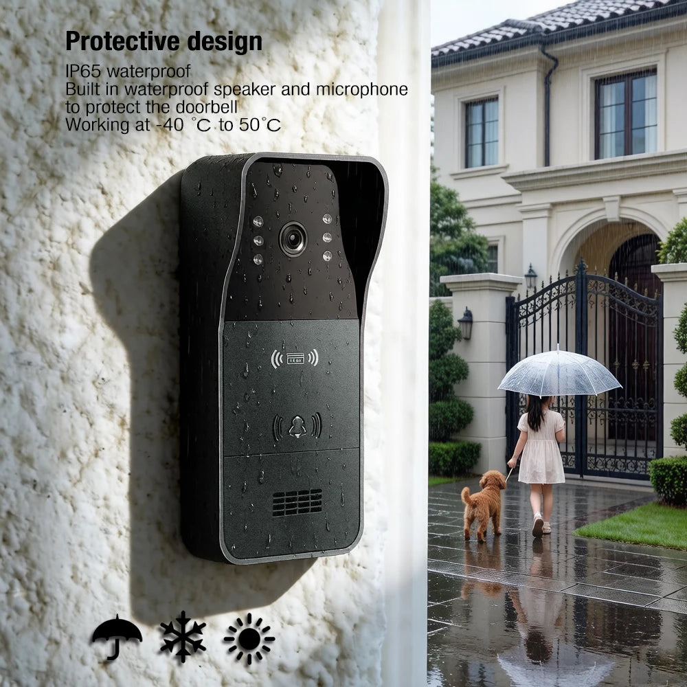 Video Intercom System 1080P Tuya WiFi  Video Door Bell Wireless Video DoorPhone with RFID  Unlock Door Camera