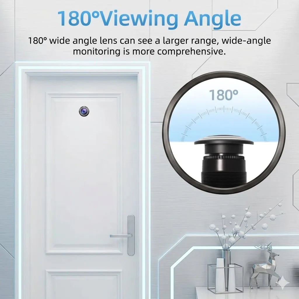 IR Night Vision 3MP 2K HD 180° Video Doorbell Peephole Camera Two-Way Audio Motion Detect, Tuya App, Dual WiFi, EU/US/UK/AU Plug