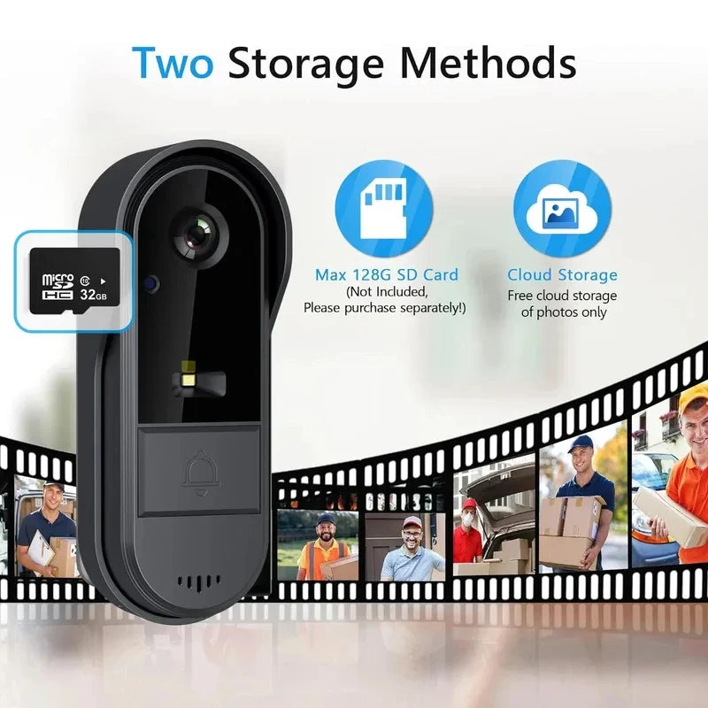 Tuya WiFi doorbell  2-way HD 1080P, microSD/cloud, waterproof, 1000mAh battery, long standby,Wireless Security Camera