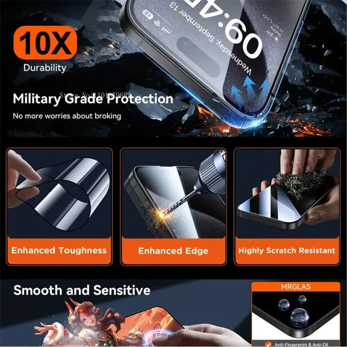Privacy Screen Protector for iPhone 16 - Anti-Spy Tempered Glass 3 Pack Tidesmit