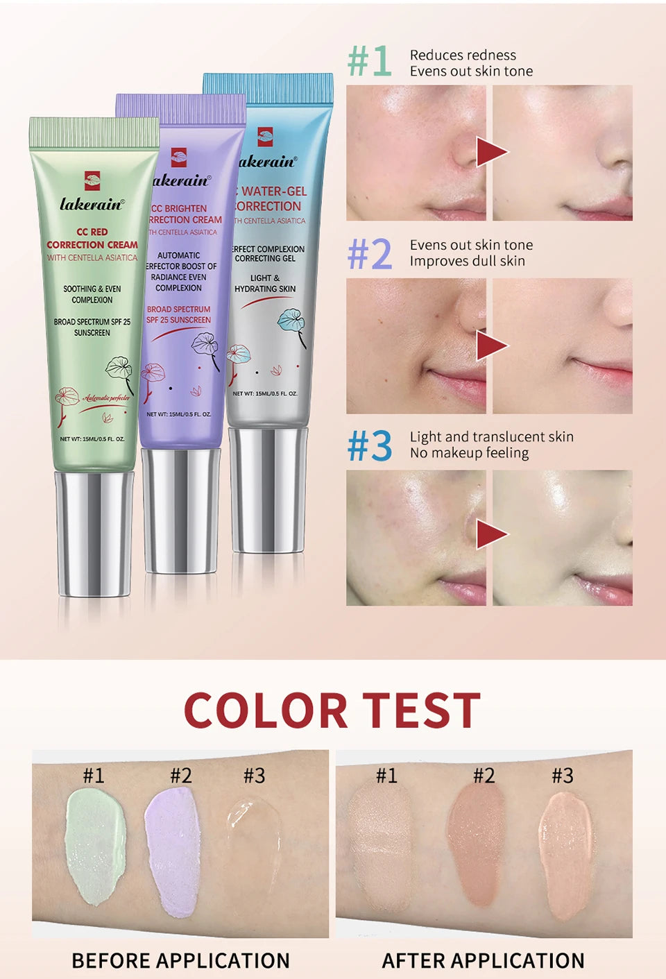 Tidesmit waterproof moisturizing CC cream face makeup texture close-up for long-lasting sweat-proof skin coverage