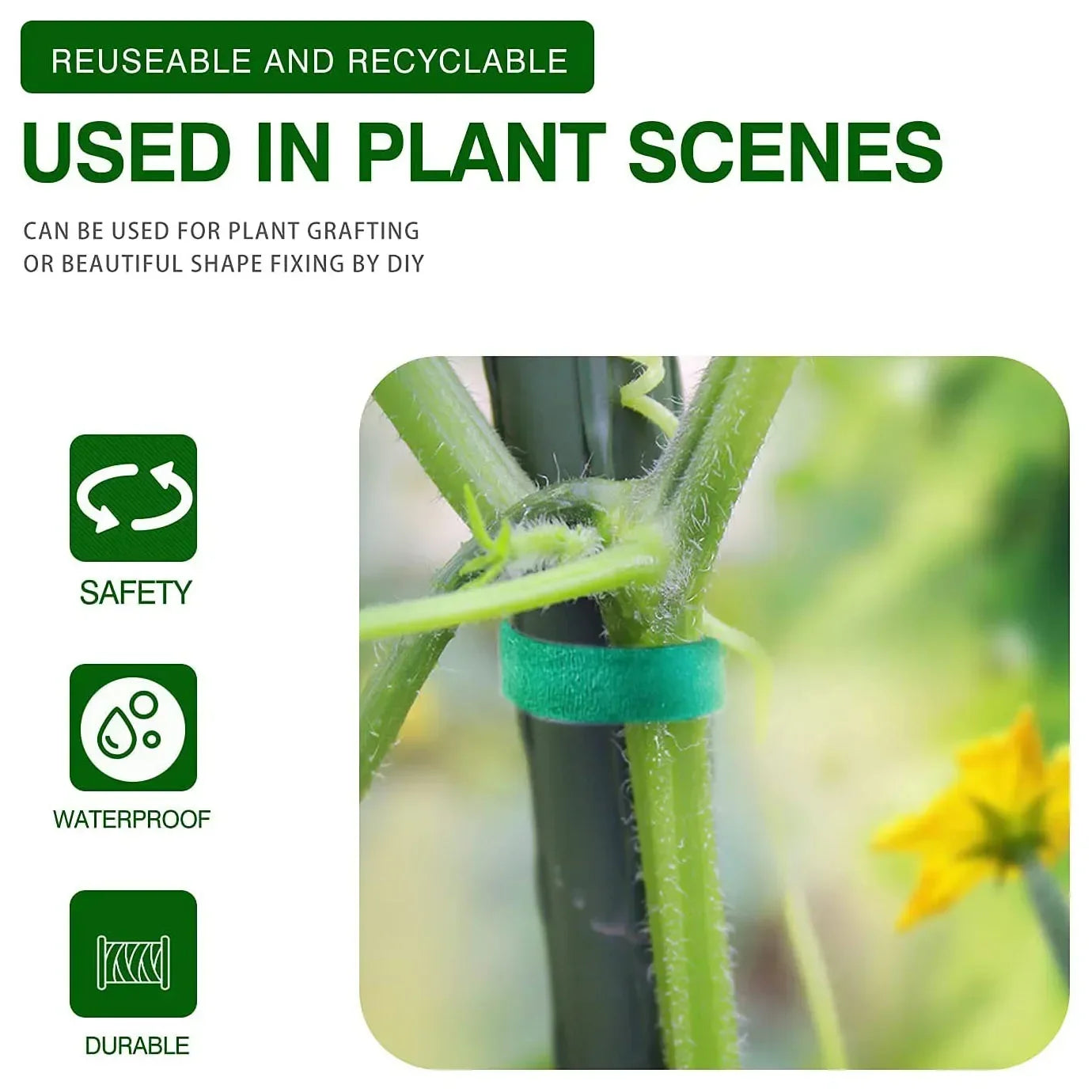 Self Adhesive Plant Nylon Cable Tie Green Adjustable Plants Hook Loop Support Garden Twine Bandage Reusable Fastener Tape Strips