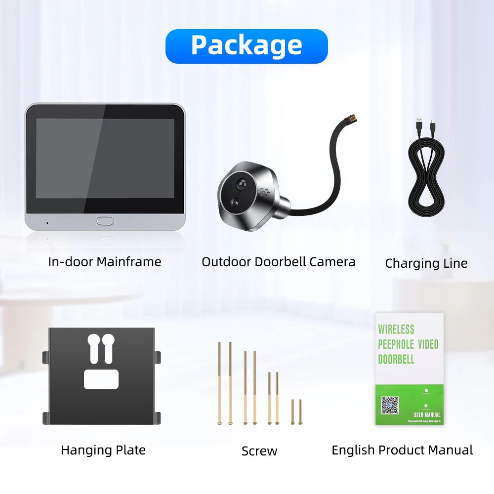 Wsdcam 1080P WiFi Video Doorbell Tuya Smart Door Bell Two Way Audio Intercom Wireless Video Peephole Camera PIR Night Vision