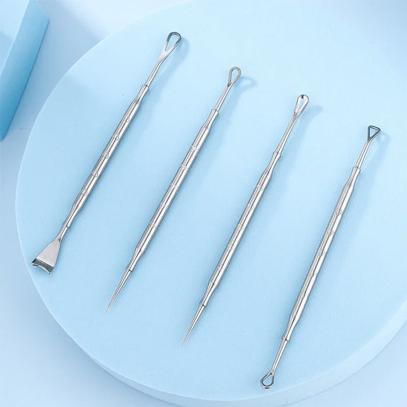 Blackhead Remover Tool Kit 4pc - Professional Stainless Steel Acne Set Scrubs Treatments Tidesmit
