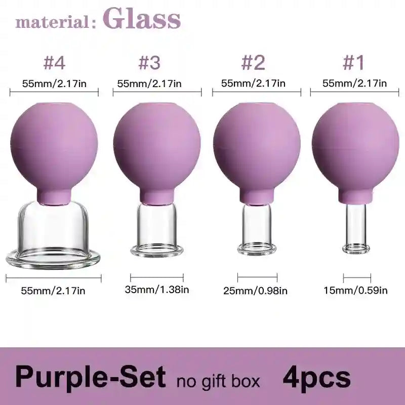 Facial Cupping Set for Skin Lifting and Anti-Wrinkle Massage Therapy Eye Massage Instrument 4pc-Purple Tidesmit