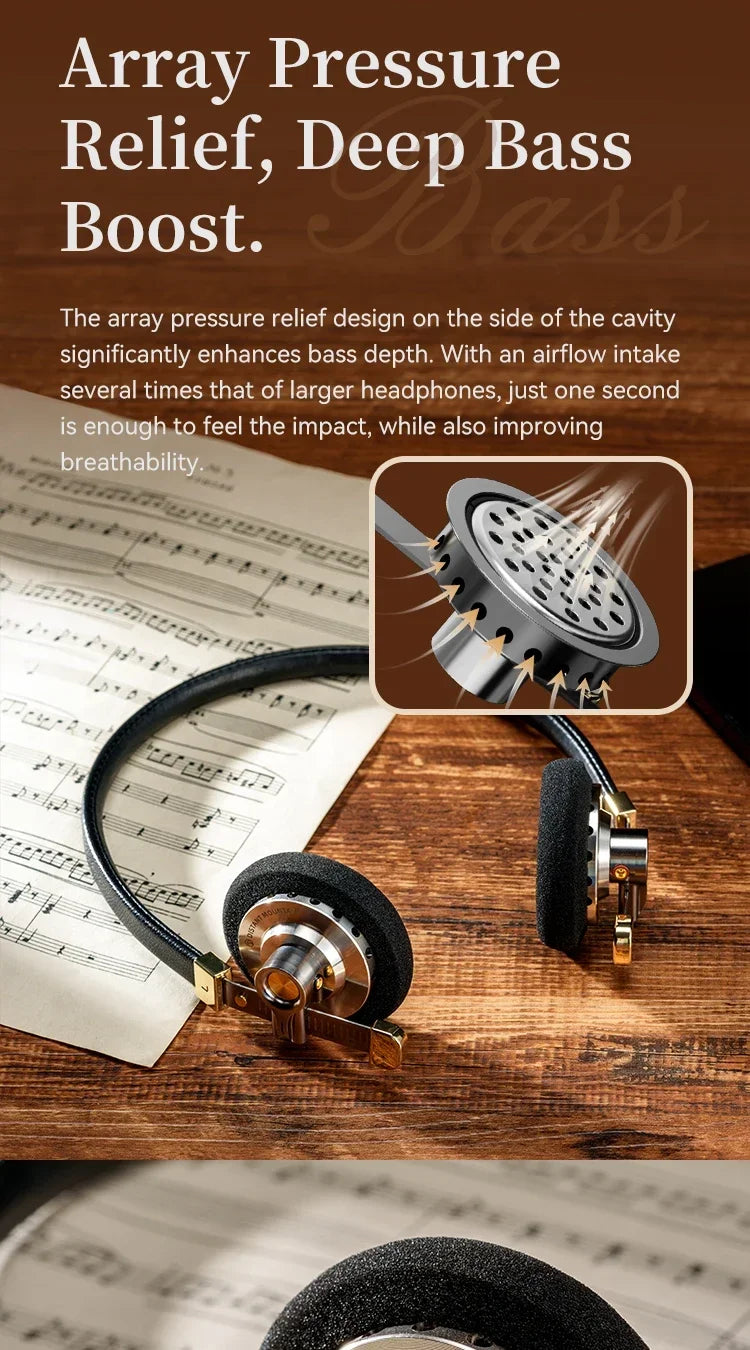 Vintage Over-Ear Wired Headphones with HiFi Metal Frame Tidesmit