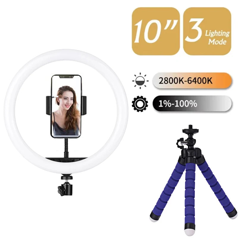 LED Ring Light with Tripod Stand for Content Creation 16cm-33cm Tidesmit