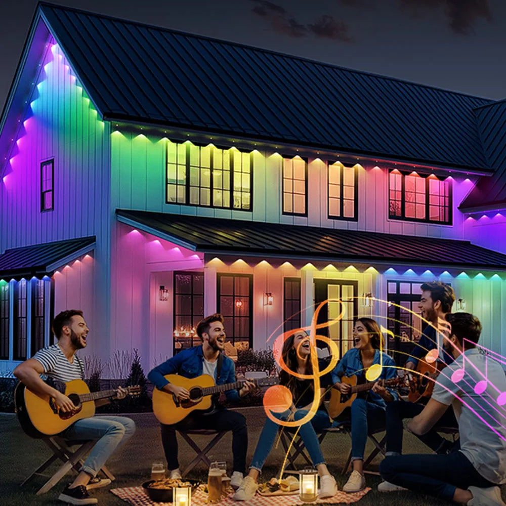 LED Permanent Outdoor Lights IP67 Waterproof RGBIC Eave Lights With Remote for Christmas New Year Roof DIY Holiday String Light