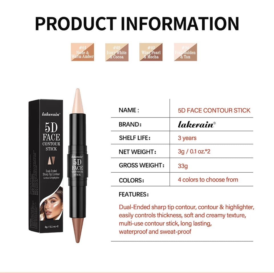 Tidesmit dual ended contouring stick and highlighter for V shape face sculpting and defined nose bridge makeup