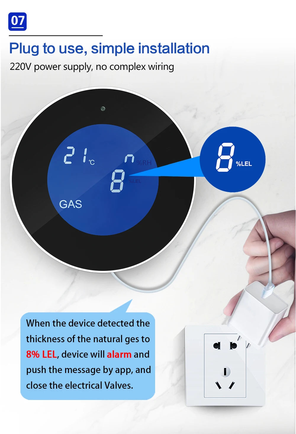 WiFi Gas Leak Detector Alarm - Smart Home App-Controlled Sensor Tidesmit