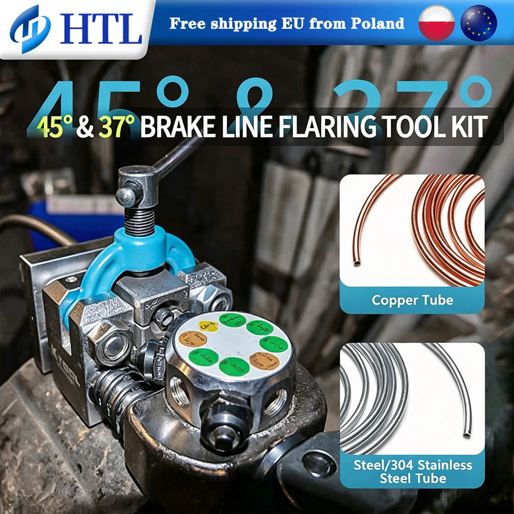 Brake Line Flaring Tool Kit 37°&45° Single Double Bubble Flare Tubing Expander for 3/16"1/4" 5/16"3/8" 4.75mm Auto Brake Pipe Repair Tool Set with Storage Case