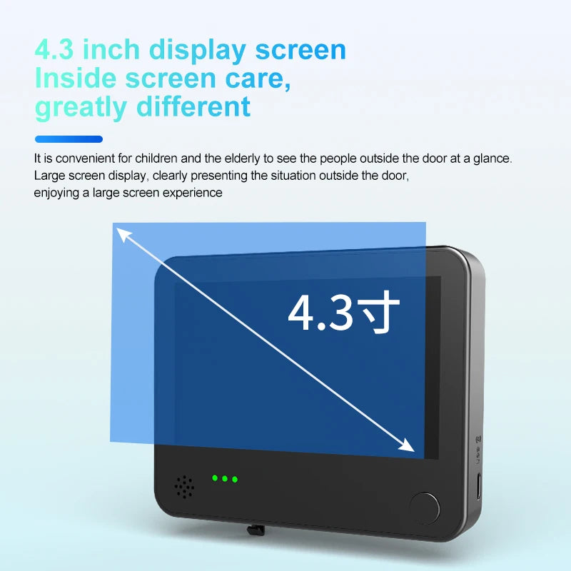 DANMINI 4.3'' Smart Door Peephole Camera WiFi Tuya Human Detection 6000mAh 120° 2KHD  3MP IPS HD Screen Remote Video Eye