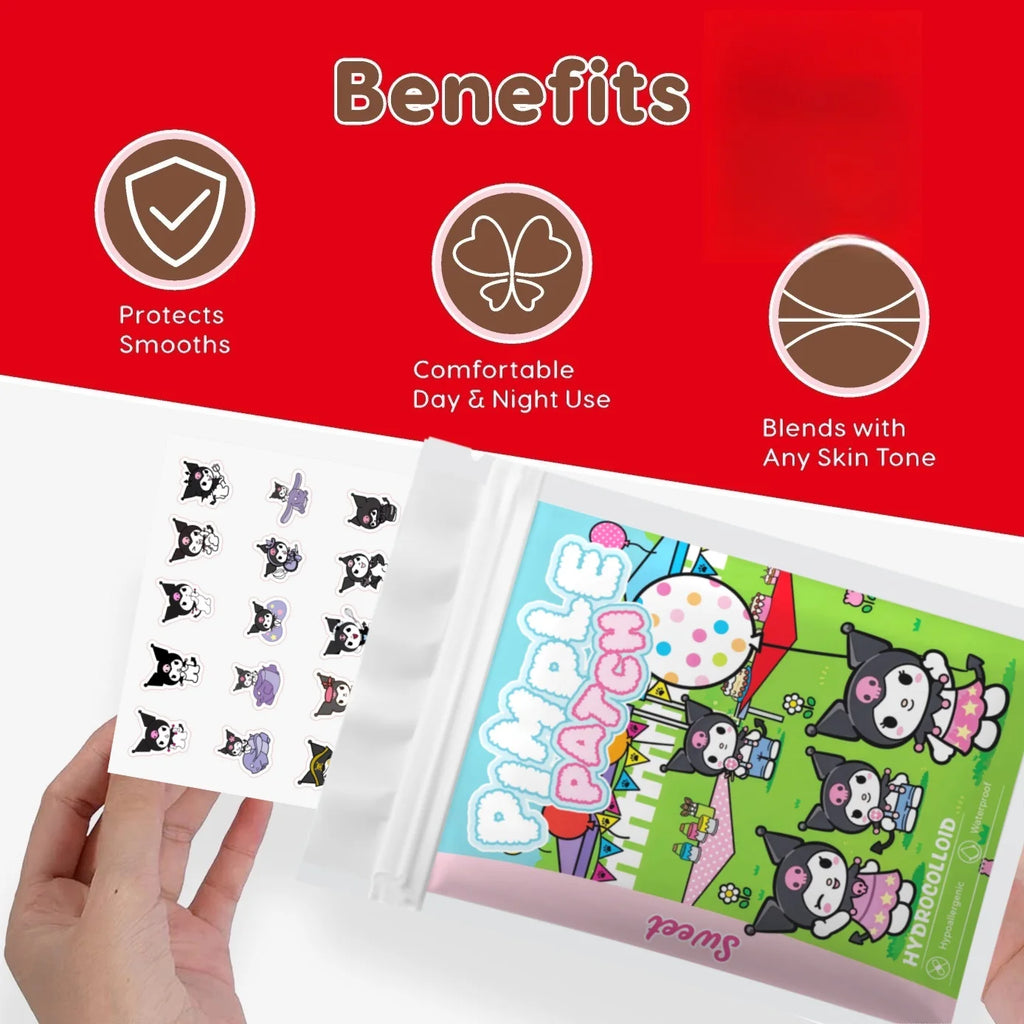 125PCS Hello Kitty Cute Face Stickers, Hydrocolloid Pimple Patches for Invisible Blemish Concealing