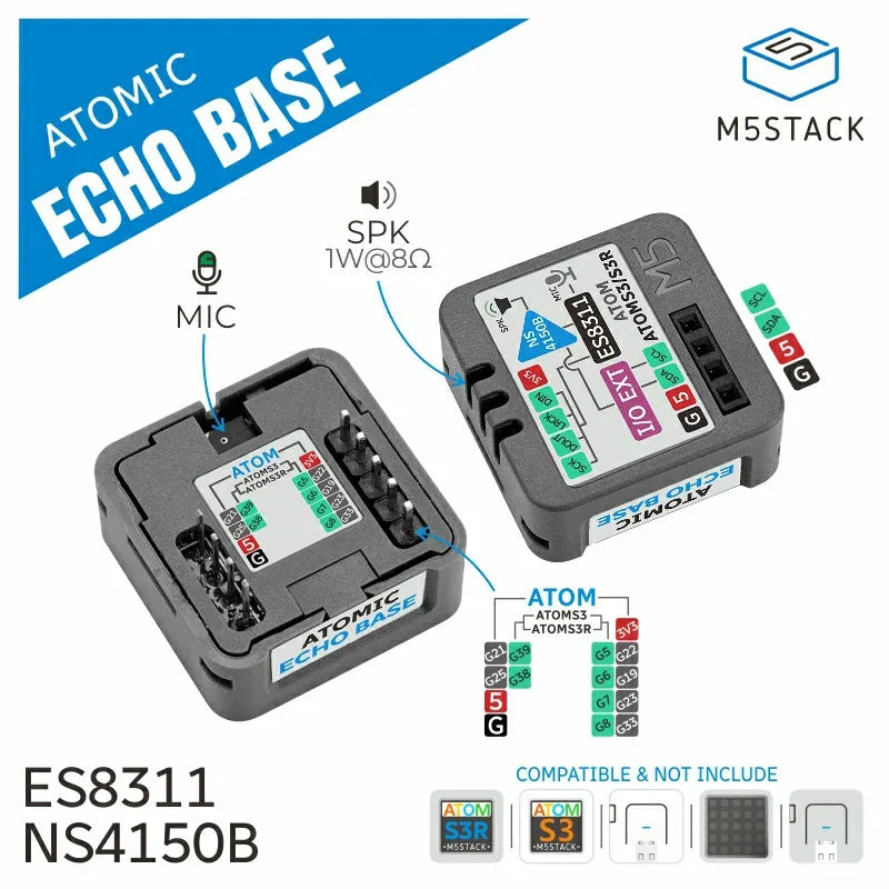 Original M5Stack ATOM Echo or Base ASR ESP32 Programmable Smart Speaker Development Board Kit For Home Assistant Voice Control