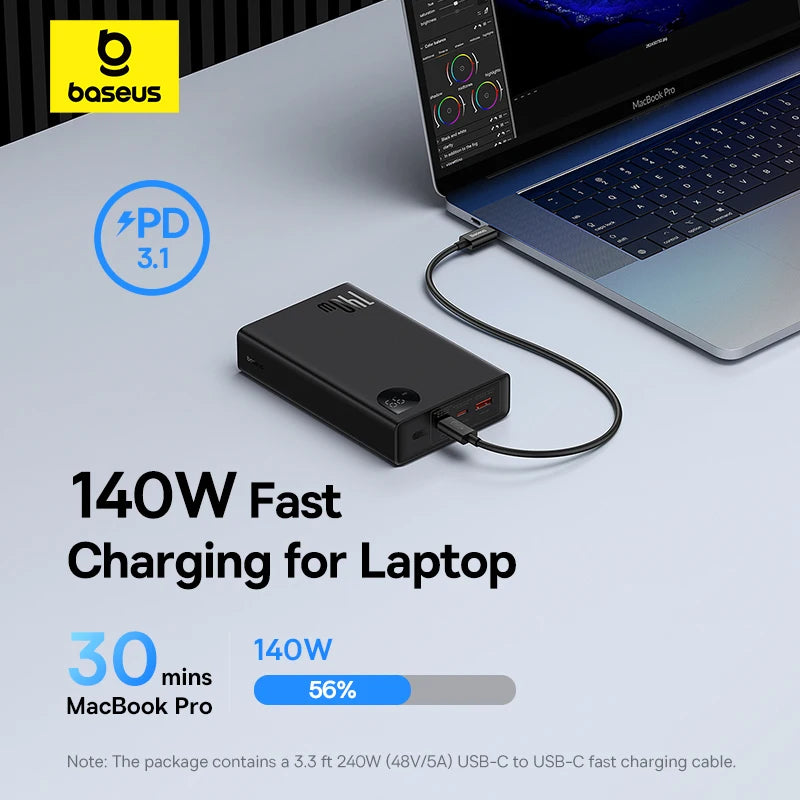 Tidesmit 140W Fast Charging Power Bank - 24000mAh High Capacity Battery Tidesmit