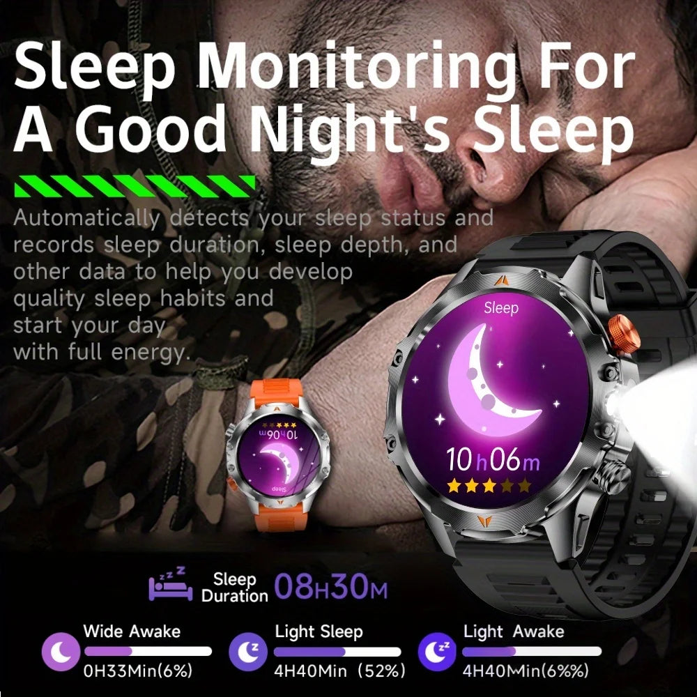 SENBONO Men's Smart Watch Amoled Display Bluetooth Call 1000mAh Compass Led Light IP68 Waterproof Sport Smartwatch For Men