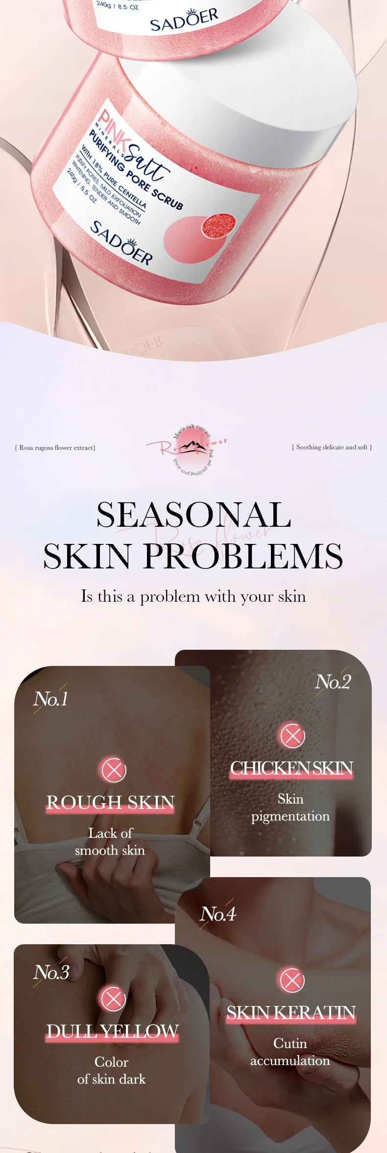 Himalayan Pink Salt Body Scrub – Natural Exfoliating Moisturizing Cream Scrubs Treatments Tidesmit