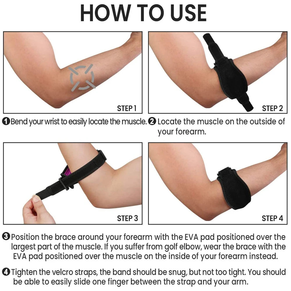 1 PCS Tennis Elbow Brace for Tendonitis, Forearm Brace Support Band with Compression Pad and Elbow Strap Wrap for Golfers Unisex