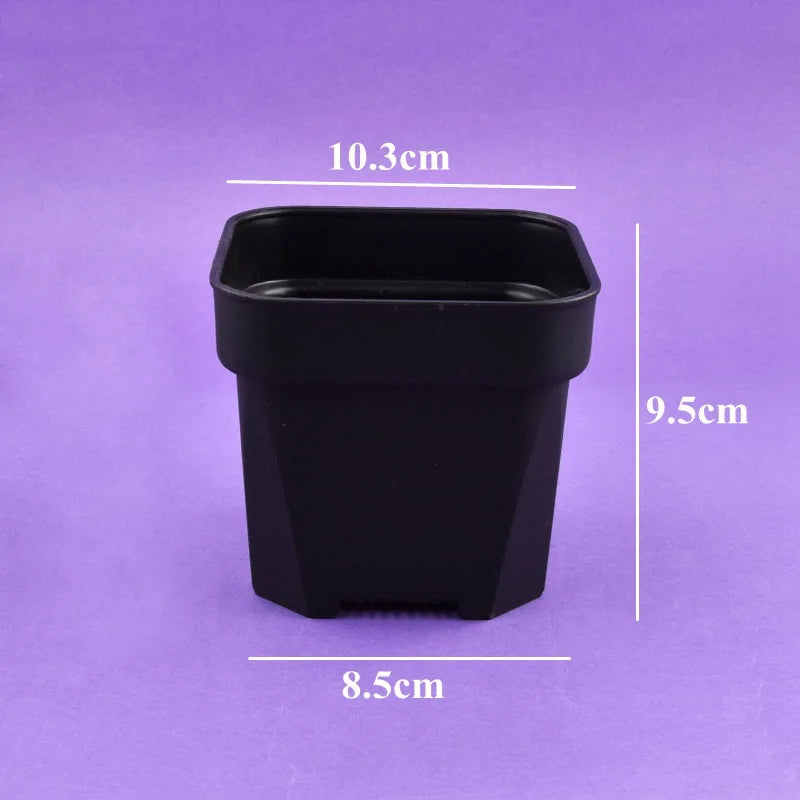 Black square plant pot, 8.5cm base, 9.5cm height