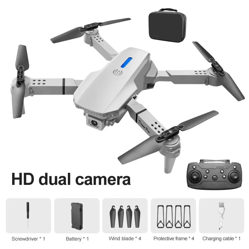 4K Foldable Camera Drone with Dual HD Lenses - Tidesmit White-Dual-4K-Bag Tidesmit