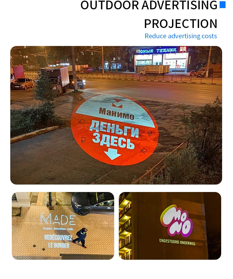 Custom Rotating Gobo Projector for Outdoor Advertising Long Distance Waterproof LED Logo Projector Light