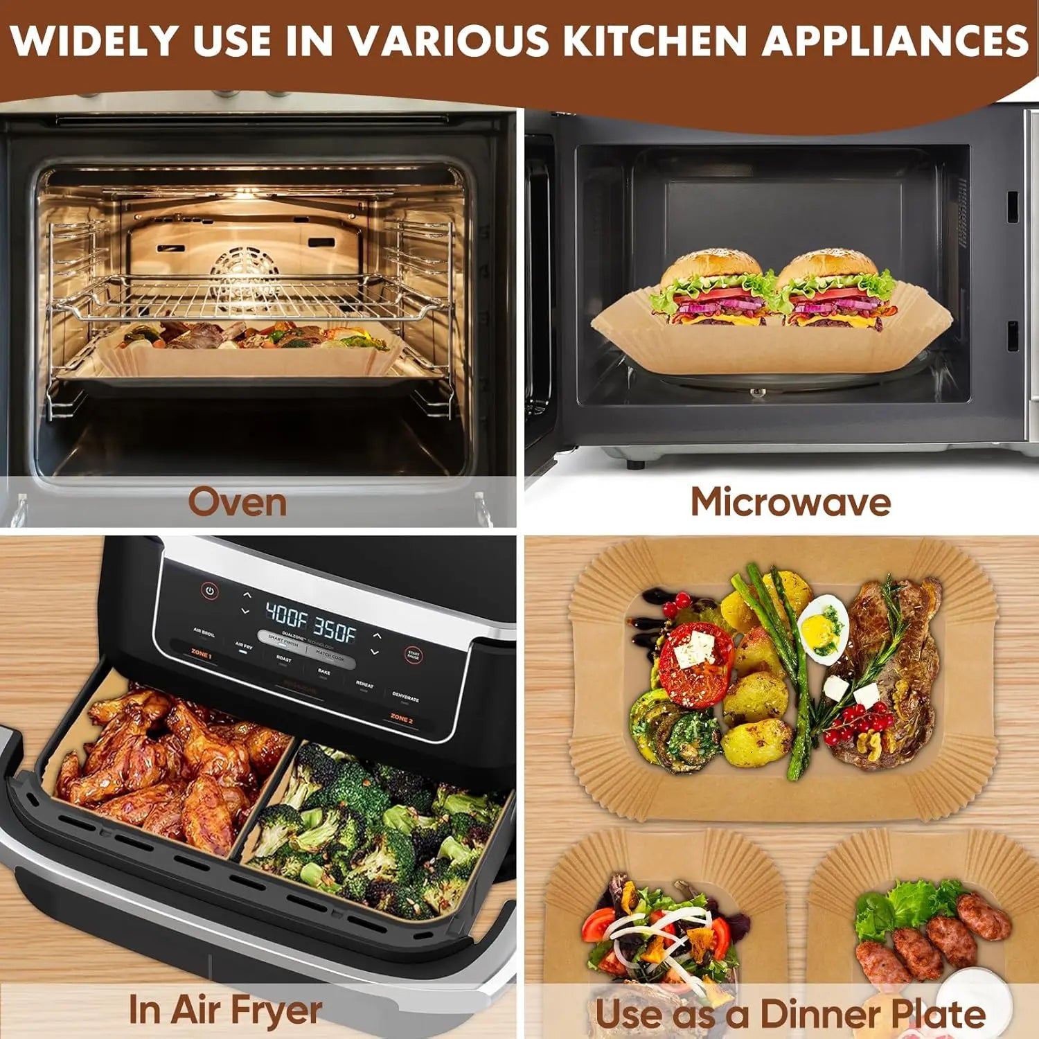 50-200pcs Rectangle Disposable Air Fryer Paper Non-Stick Airfryer Baking Paper Liner Oilproof Oven Pad Mat for Ninja for Philips