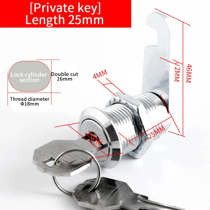 5/20SETS Metal Cylinder Cabinet Security Locker Cam Lock With 2 Keys Same Key Different Key Security Mailbox Lock Drawer 16mm