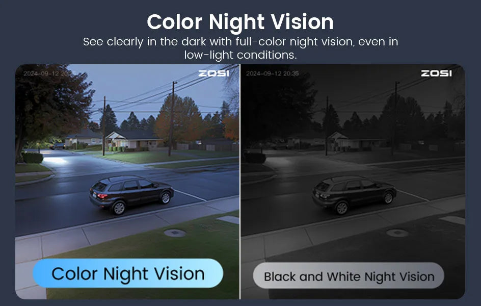 ZOSI 8MP 5MP PoE Outdoor IP Security Camera AI Detection Starlight Color Night Vision 4K 3K HD PTZ Video Surveillance Cam CCTV