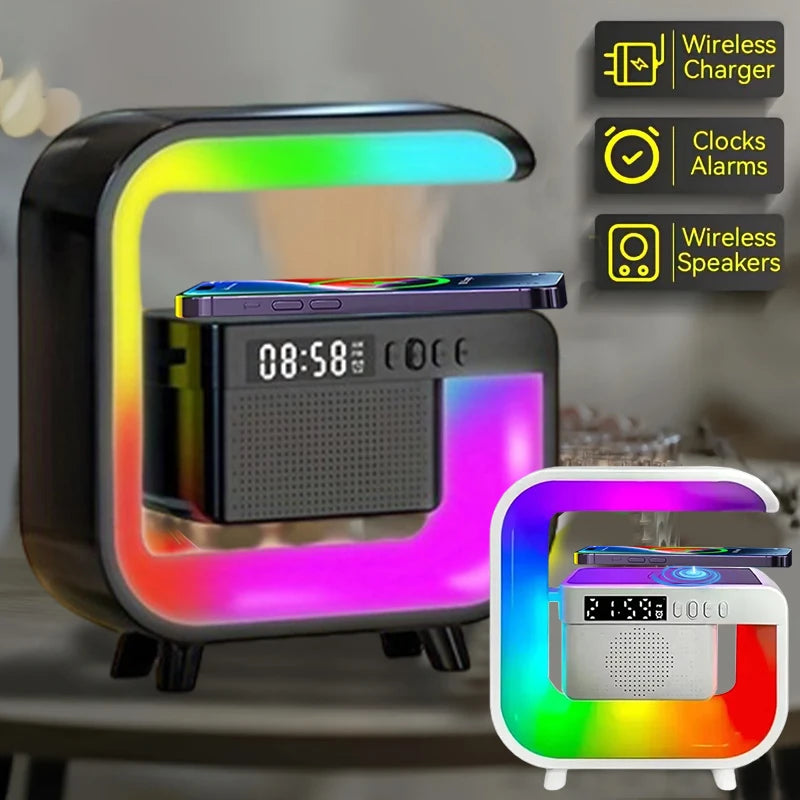 Wireless Charger Station with RGB Light and Portable Bluetooth Speaker Tidesmit
