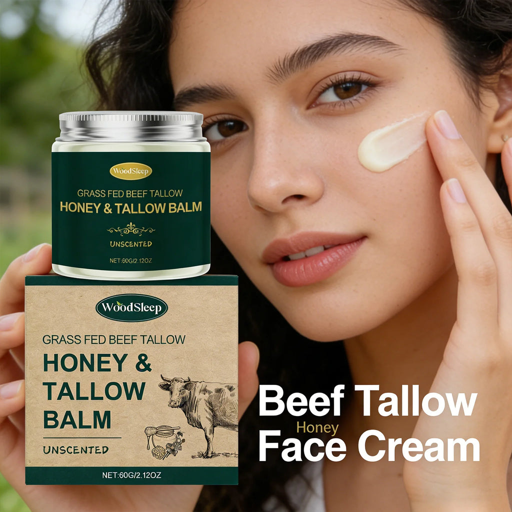 Beef Tallow Honey Face Cream Moisturizing Hydrating Nourishing For Dry Skin Gentle Skin Friendly Daily Facial Care All Skin 60G