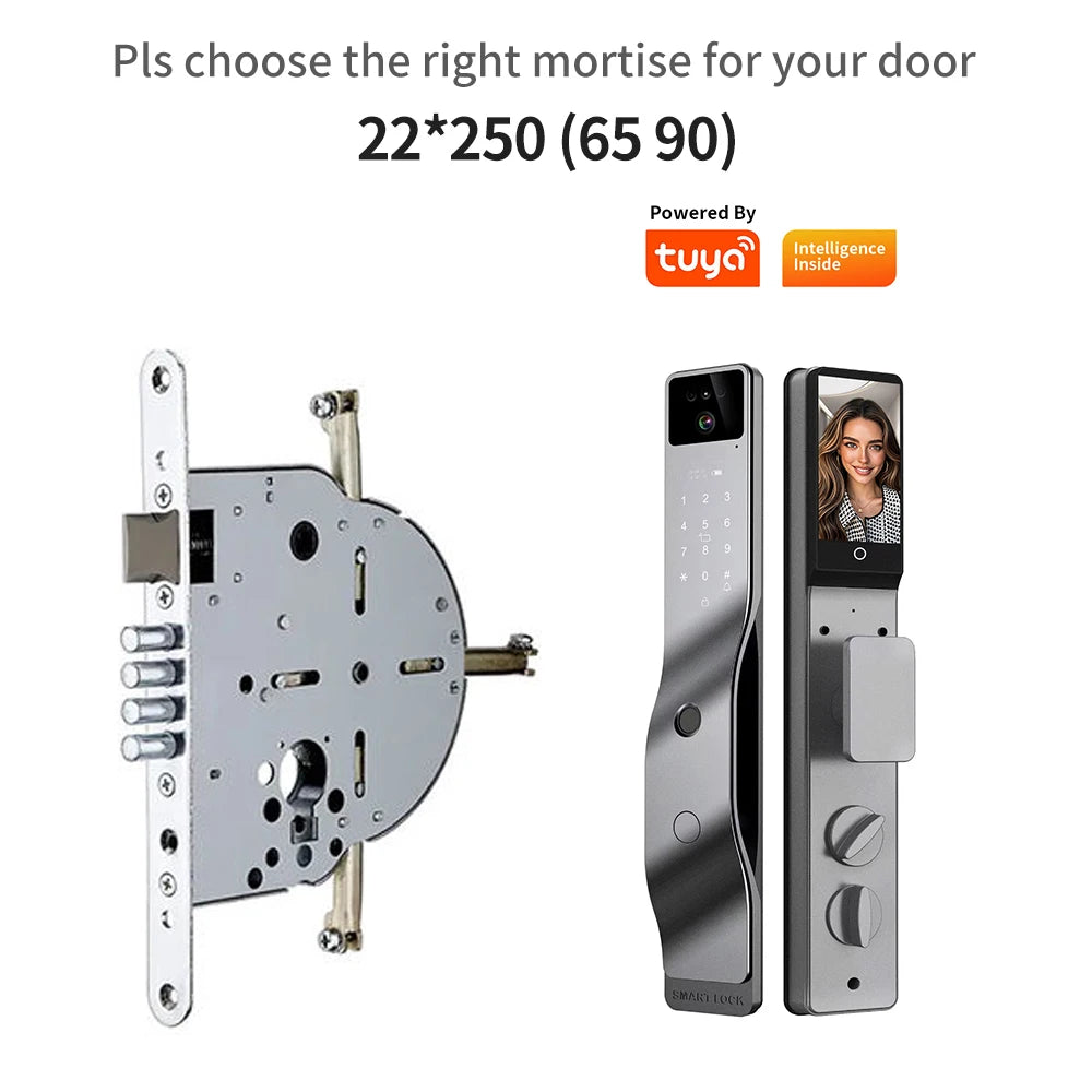 Face Recognition Smart Door Lock Israel Mortise Wifi Fingerprint Cerradura Tuya Inteligente Digital Lock With Camera For Home