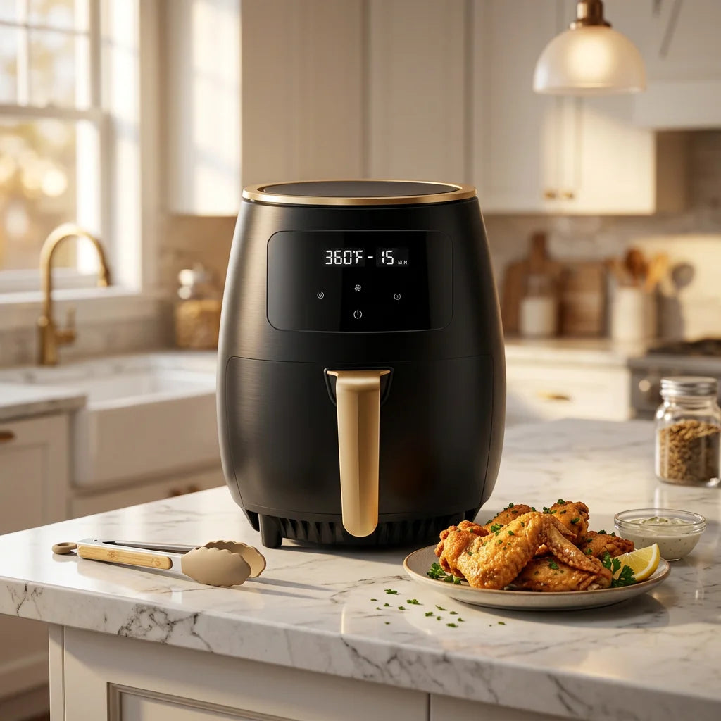 1 Set of 4.5L Air Fryer, American Plug, Multifunctional, Capable of Frying, baking, Roasting, Heating Food, with LED Digital Touch Screen, Intelligent Cooking Hot Air Fryer, Easy to Clean baking Basket, Custom Temperature/Tim