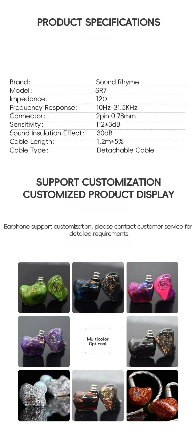 7-Driver Hybrid IEM Earphones 1DD+6BA Tuning Switches Tidesmit Tidesmit