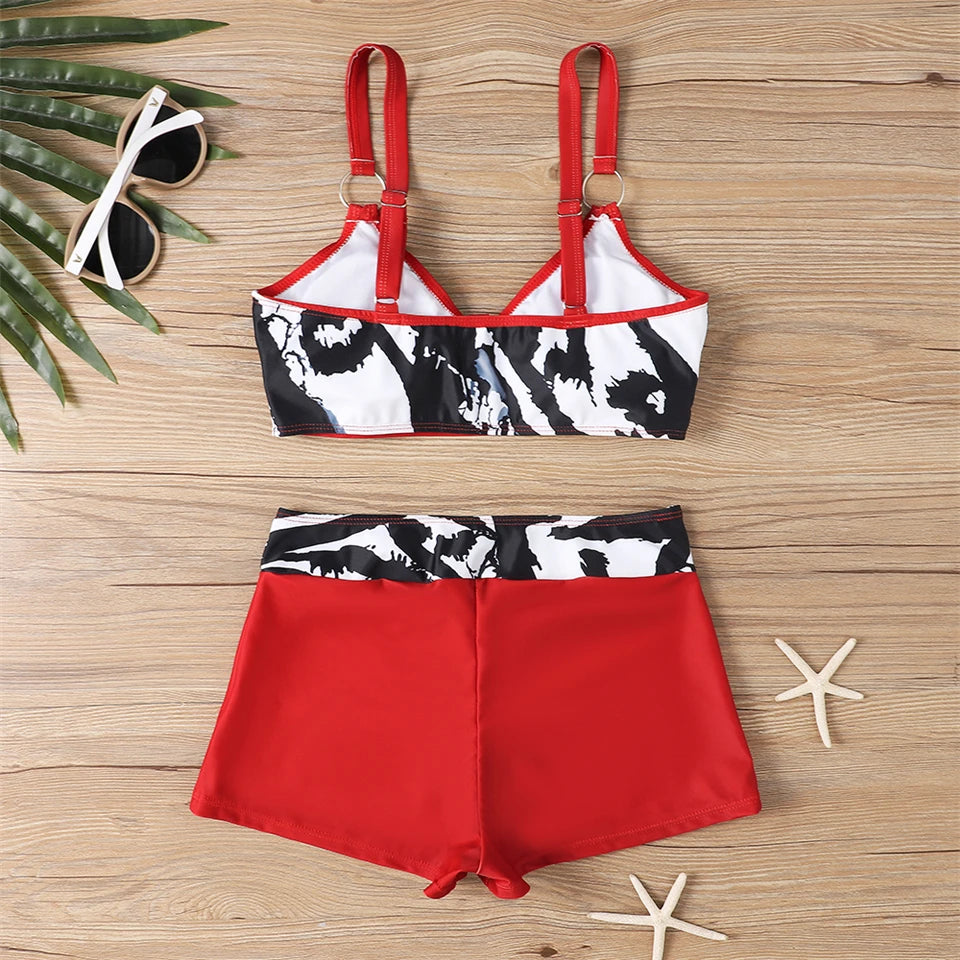 2025 High Waist Bikinis Women Sports Swimwear Print Bathing Suit Female Padded Beach Wear Bathers Swimming Swimsuit Summer