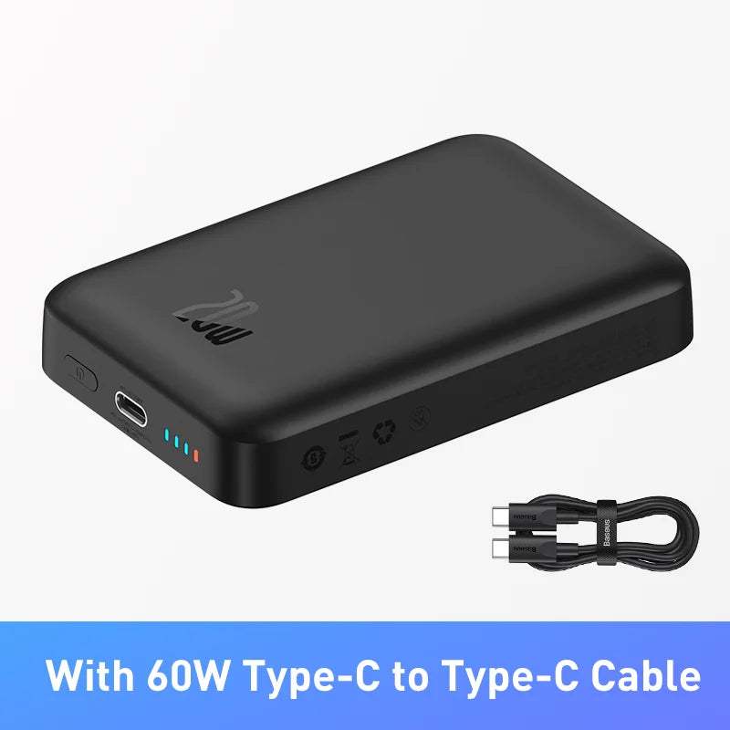Magnetic Wireless Power Bank 20000mAh PD Fast Charger for iPhone 16 Black Tidesmit