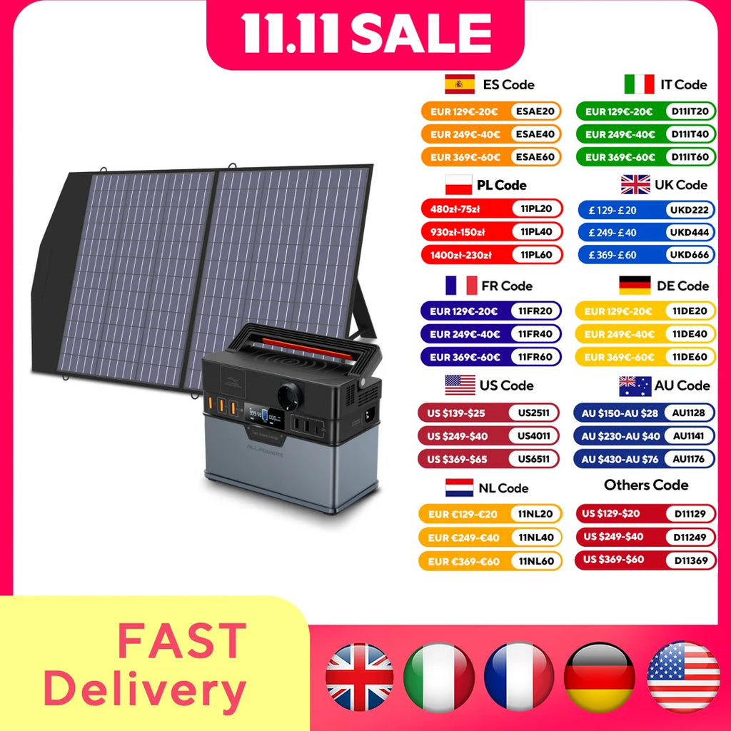 Portable Power Station 288Wh with 100W Solar Panel for Off-Grid Power Tidesmit