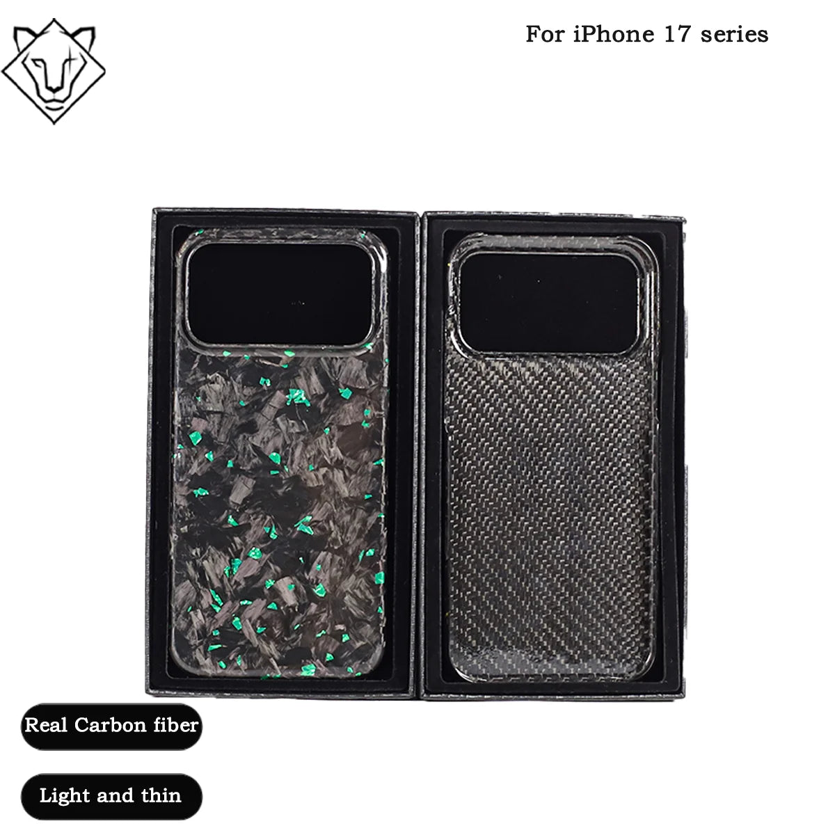 iPhone 17 Pro Max Carbon Fiber Case - Slim Military-Grade Protection Big hole green Tidesmit