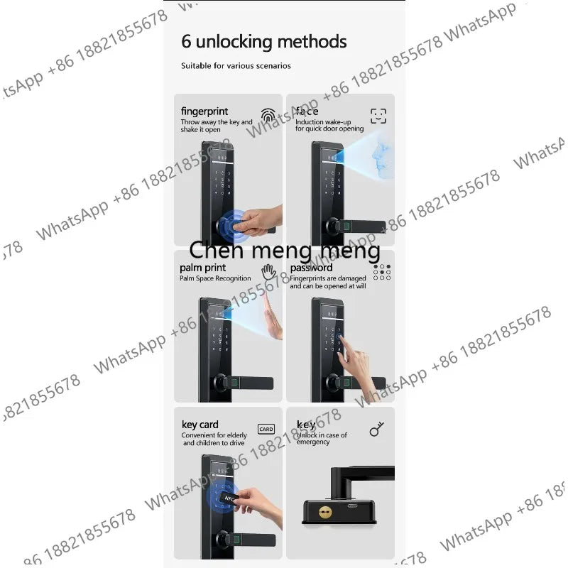 Camera Palm Vein Smart Fingerprint Lock  3D Face Recognition Fingerprint Password Smart Door Lock